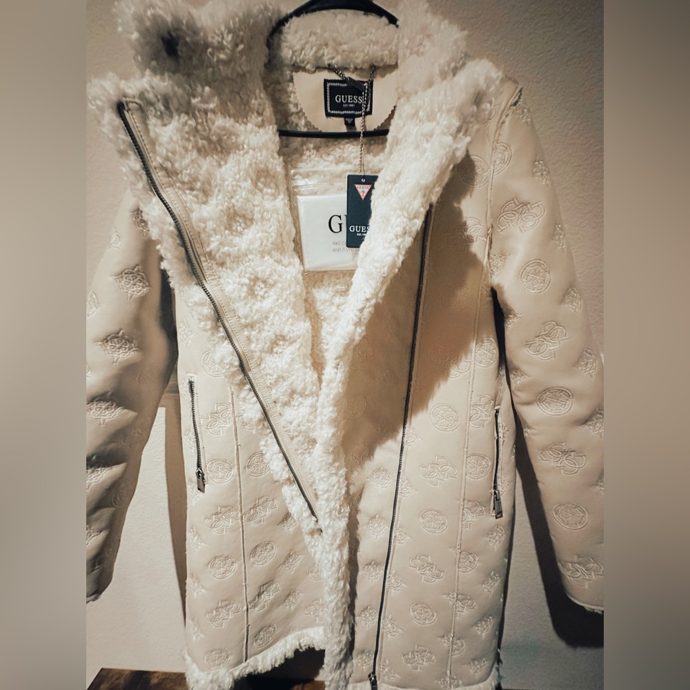 GUESS Hennie Logo Faux-Leather Coat - BRAND NEW